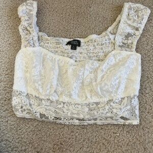 PacSun Cream Lace Bustier Crop Top